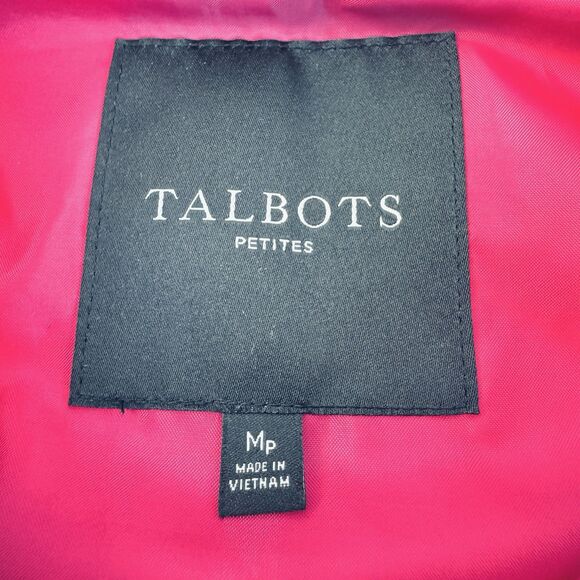 Talbots Petites Down Puffer Vest MP Pink Quilted 90/10 Down Packable Warm Zipper - Picture 12 of 12